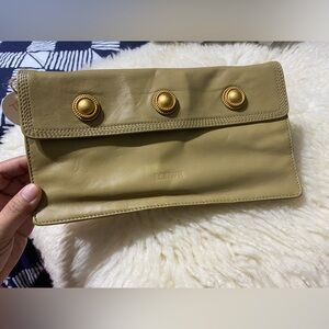 Loewe Olive Leather Clutch  - repainted. Some scuffing w/ wrinkles, fits wallet